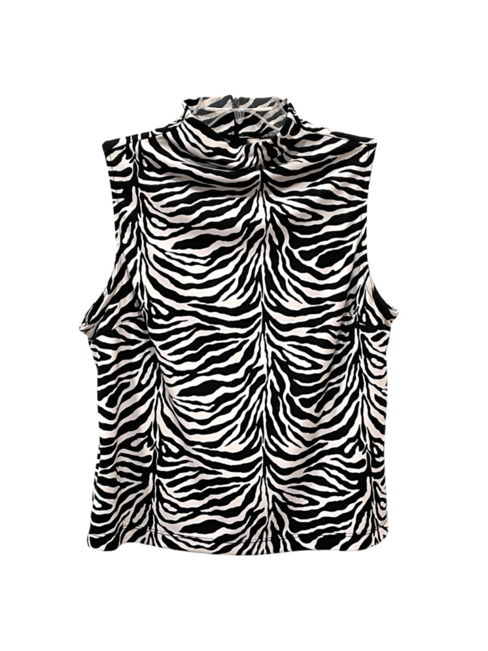 Vintage Uniform John Paul Richard Womens Size Large Zebra Print Top High Neck